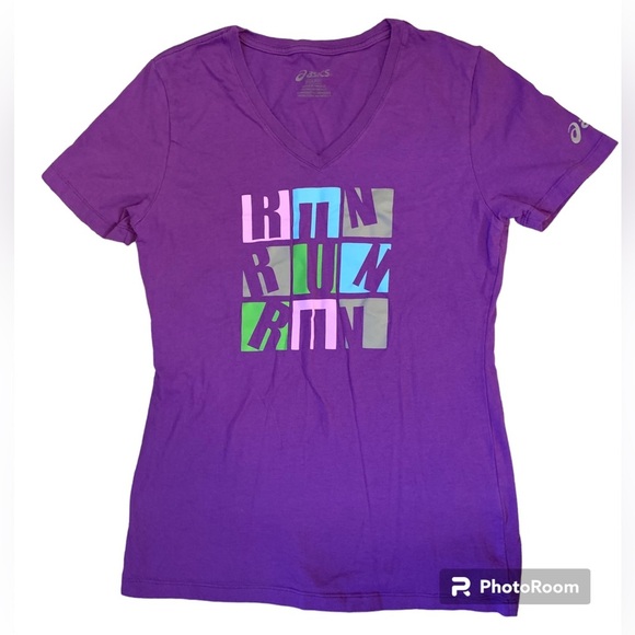 ASICS Run Run Run Women’s Small Purple T-Shirt Cotton Marathon Running Purple - Picture 1 of 7